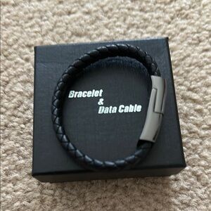 Black Braided Bracelet with Data Cable